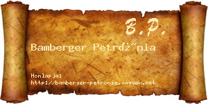 Bamberger Petrónia névjegykártya